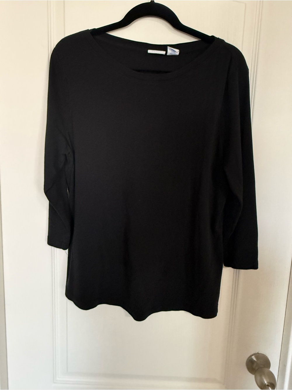 Sigrid Olsen Black Long Sleeve Women's Top - Relaxed Crew Neck